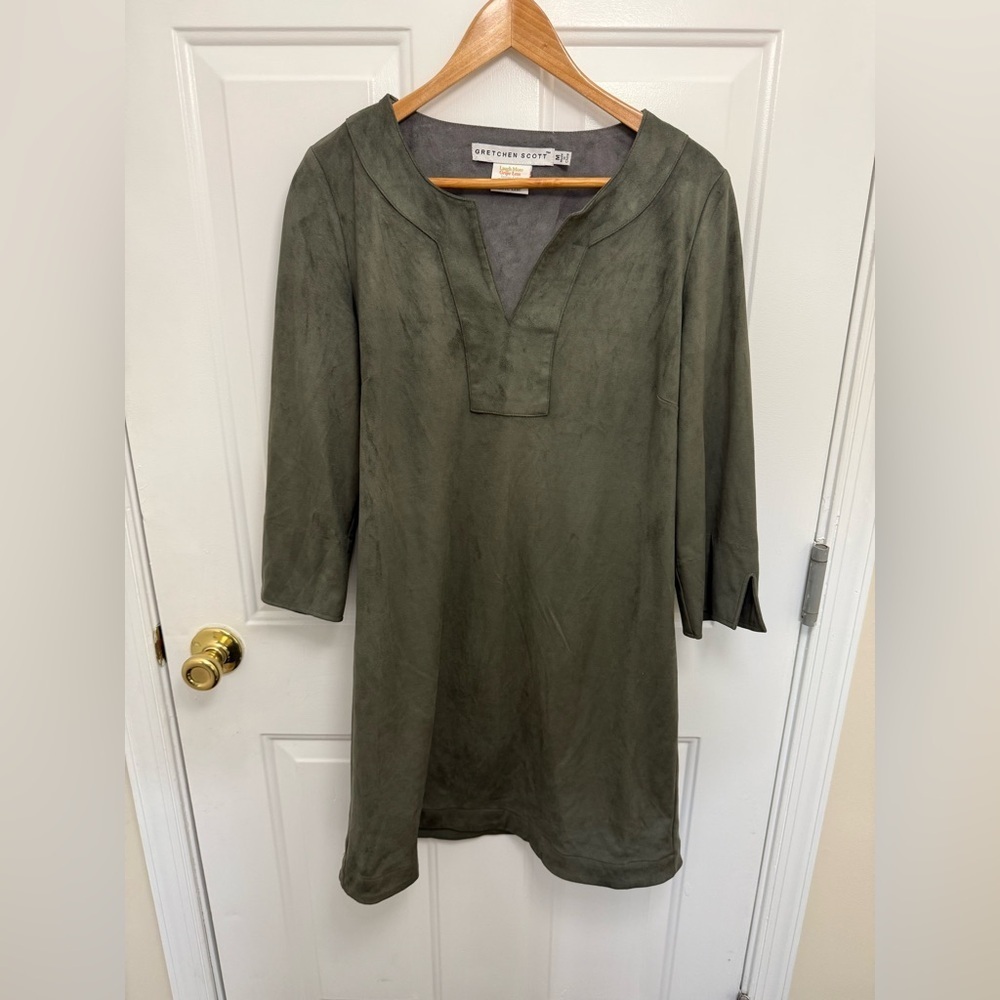 Women’s Gretchen Scott Gray Shift Faux Suede Dress Size M Comfy Casual